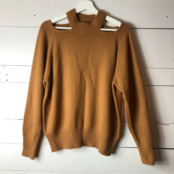 Jason Wu Camel Cold Shoulder Sweater Size Small - Picture 1 of 7